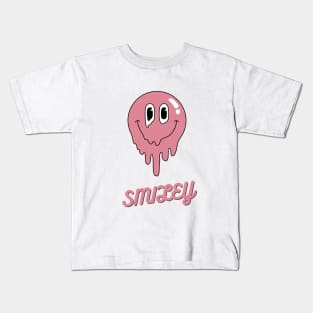 Preppy Y2K Trendy Smiley Design Cute Pink Kids T-Shirt